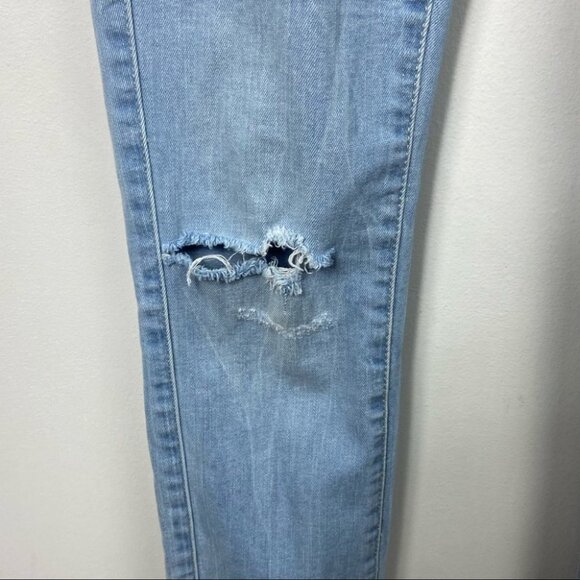 Zara Basic Classic Skinny Jeans Light Blue Wash Size 2 Distressed Busted Knee - Picture 3 of 14